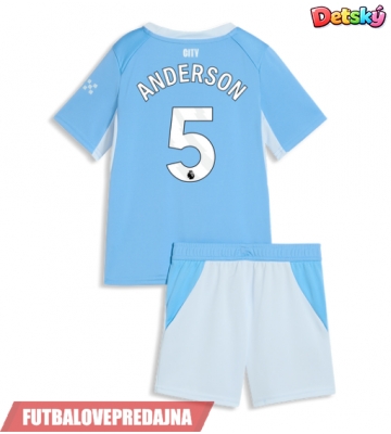 Lacne Dětský Futbalové dres Manchester City Elliot Anderson #5 2026-27 Krátky Rukáv - Domáci (+ trenírky)
